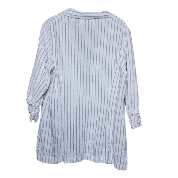 Halston Linen blend striped lightweight blazer jacket 3/4th business casual - Picture 4 of 7